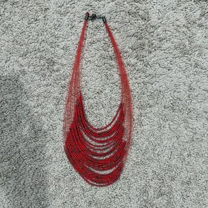 Elegant Red Beaded Necklace from South Africa